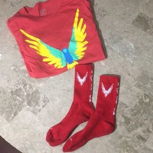 Maverick by logan Paul logo tee shirt / socks red